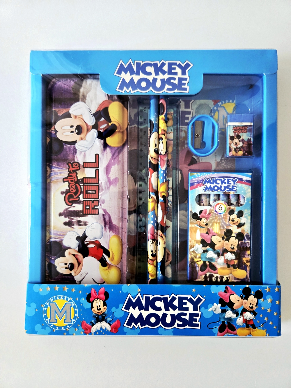 7PC. Disney Mickey Mouse Stationery Set Pencil Case & School Supplies Kit